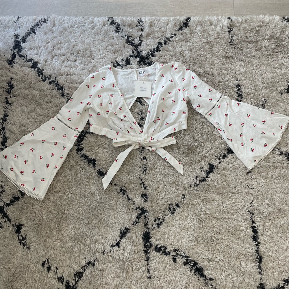 Cherry Crop Top Long Sleeve